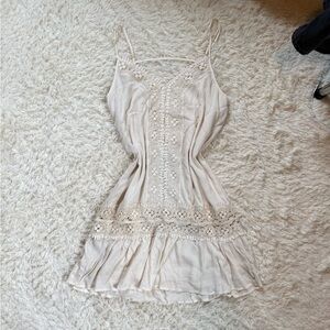 miami Cream Crochet-Trim Mini Sundress